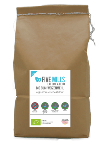 Bild der Verpackung (Dose) des Bio Müslis Bio Buchweizenmehl 3kg von müsli.de